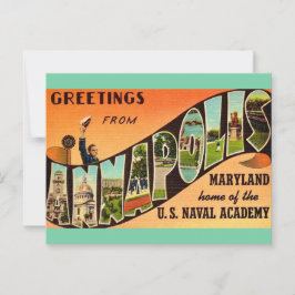 Cartão Postal Saudação Vintage Annapolis MD