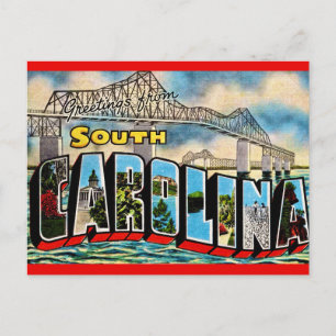 Cartão Postal Saudação Vintage da Carolina do Sul