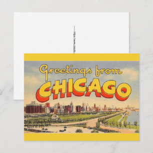 Cartão Postal Saudação Vintage de Chicago