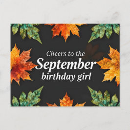 Cartão Postal Saudações à garota de aniversário de setembro text