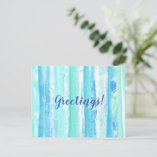 Cartão Postal Saudações Abstrato Aqua Green Blue Treescape