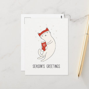 Cartão Postal Saudações Adoráveis de Temporada Gato