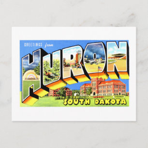 Cartão Postal Saudações Antigas de Huron, Dakota do Sul,