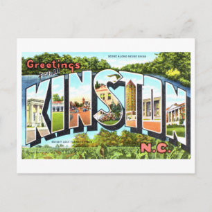 Cartão Postal Saudações Antigas de Kinston, Carolina do Norte,