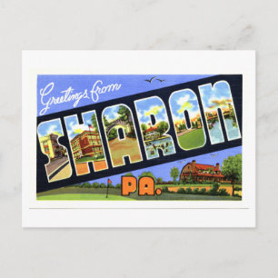 Cartão Postal Saudações Antigas de Sharon, Pensilvânia,