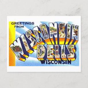 Cartão Postal Saudações Antigas de Wisconsin Dells