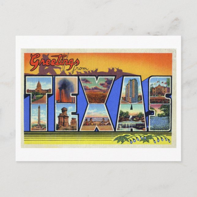 Cartão Postal Saudações Antigas do Texas (Frente)
