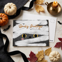 Cartão Postal Saudações Assustadorasurs Gatinho Múmia Halloween