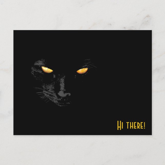 Cartão Postal Saudações Black Cat engraçado personalizável (Frente)