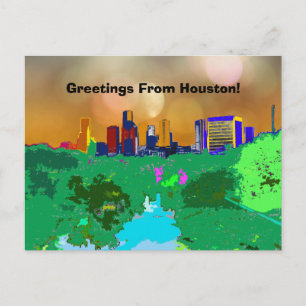 Cartão Postal Saudações Coloridas de Houston City Skyline Souv