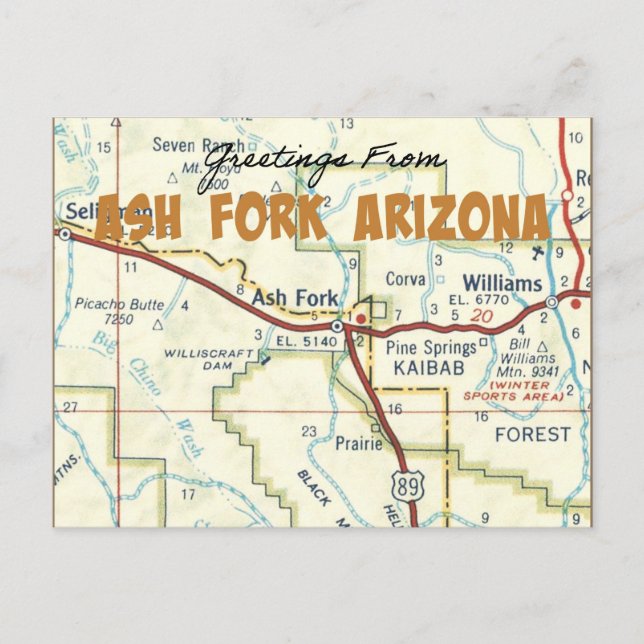 Cartão Postal Saudações Da Arizona Ash Fork (Frente)