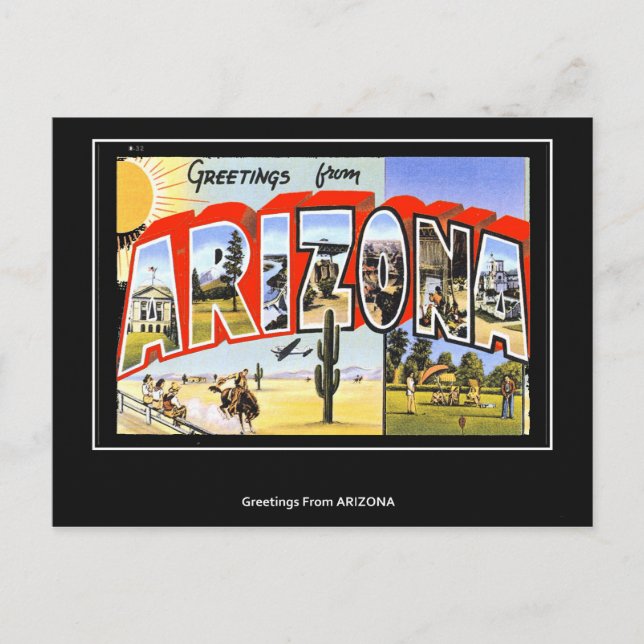 Cartão Postal Saudações da Arizona Vintage (Frente)