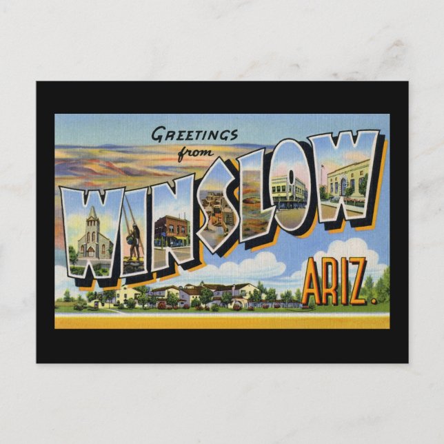 Cartão Postal Saudações da Arizona Winslow (Frente)