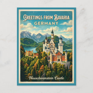 Cartão Postal Saudações da Baviera Alemanha Neuschwanstein