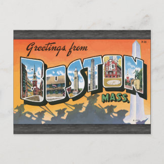 Cartão Postal Saudações Da Boston Massachusetts, Vintage.