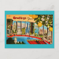 Saudações da Califórnia Postcard Vintage
