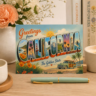 Cartão Postal Saudações da Califórnia Retro