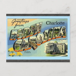 Cartão Postal Saudações Da Carolina Do Norte Charlotte, Vintage