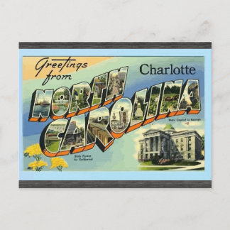 Cartão Postal Saudações Da Carolina Do Norte Charlotte, Vintage
