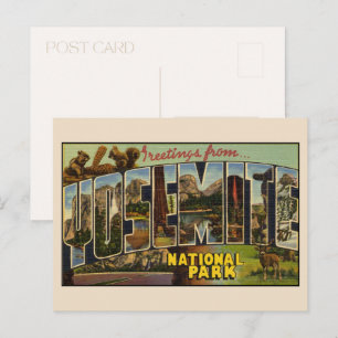 Cartão Postal Saudações da Carta Grande de Yosemite Vintage