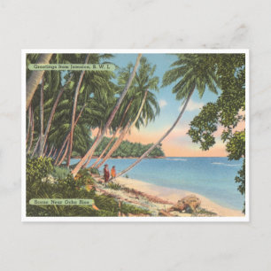 Cartão Postal Saudações da cena de praia da Jamaica Vintage