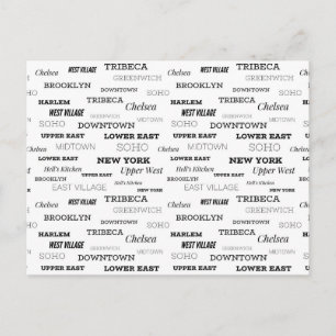 Cartão Postal Saudações da Cidade de Nova York, Bairros