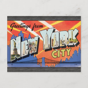 Cartão Postal Saudações da cidade de Nova York, Vintage