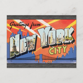 Cartão Postal Saudações da cidade de Nova York, Vintage