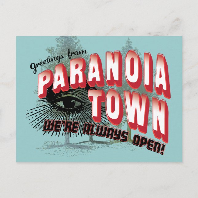 Cartão Postal Saudações da Cidade de Paranoia (Frente)