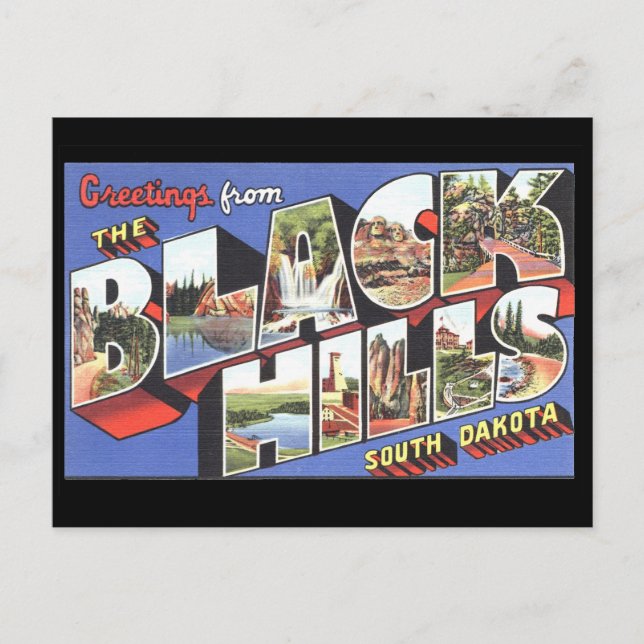 Cartão Postal Saudações da Dakota do Sul, Colinas Negras (Frente)