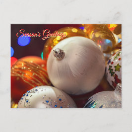 Cartão Postal Saudações da Época de Enfeites de natal Coloridos