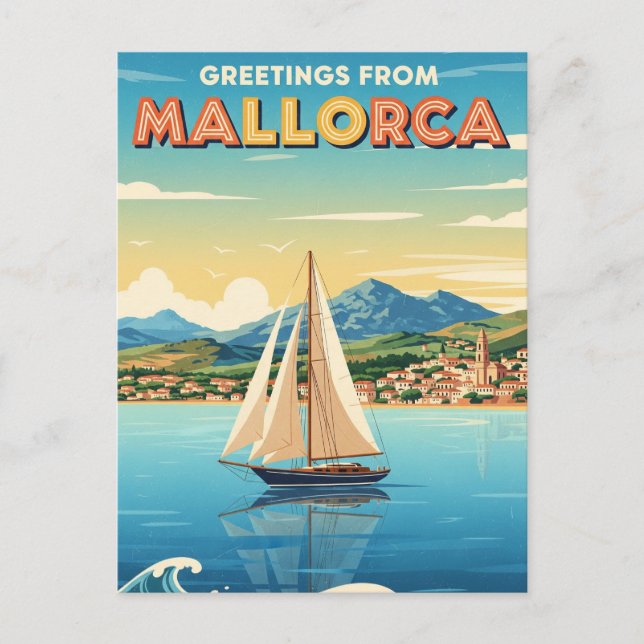 Cartão Postal Saudações da Espanha de Maiorca (Frente)