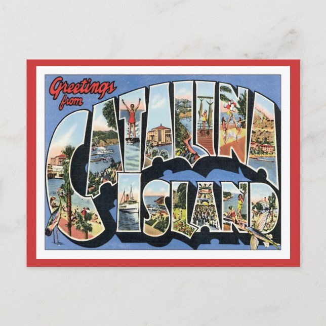 Cartão Postal Saudações Da Ilha Catalina, Califórnia (Frente)