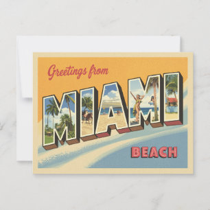 Cartão Postal Saudações da Miami Beach Vintage