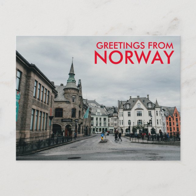 Cartão Postal Saudações da Noruega (Frente)