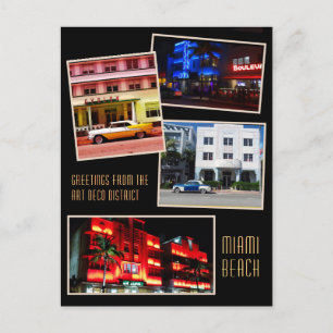 Cartão Postal Saudações da praia de Miami, distrito de Art Dec