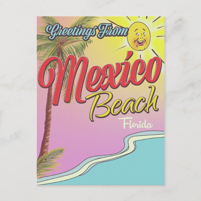 Cartão Postal Saudações Da Praia Do México Da Florida (Frente)