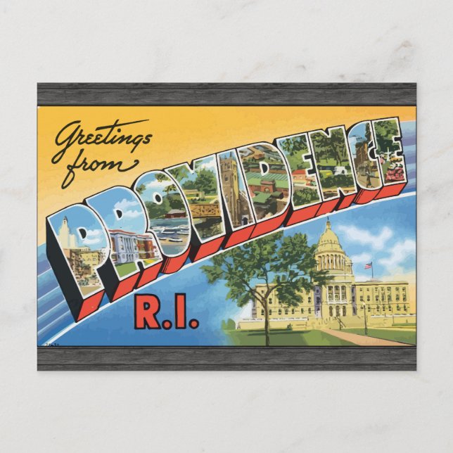 Cartão Postal Saudações Da Providence R.I., Vintage (Frente)