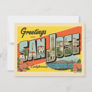 Cartão Postal Saudações da San Jose California Vintage