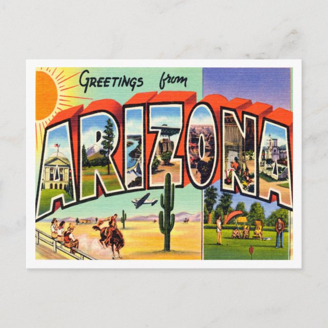 Cartão Postal Saudações da Viagens vintage Arizona (Frente)