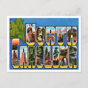 Cartão Postal Saudações da Viagens vintage da Carolina do Norte