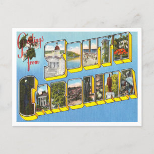 Cartão Postal Saudações da Viagens vintage da Carolina do Sul