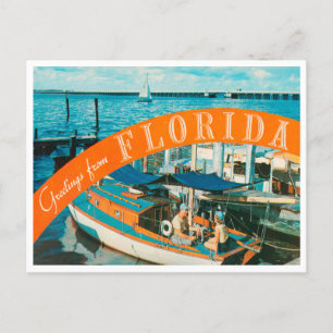 Cartão Postal Saudações da Viagens vintage de Barcos da Flórida
