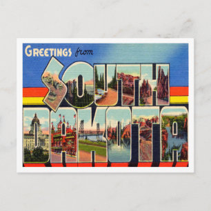 Cartão Postal Saudações da Viagens vintage de Dakotoa do Sul
