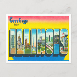 Cartão Postal Saudações da Viagens vintage de Illinois