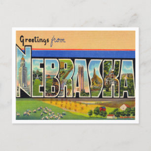 Cartão Postal Saudações da Viagens vintage de Nebraska