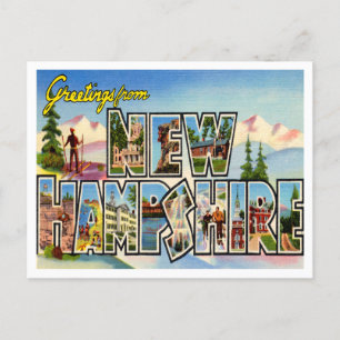 Cartão Postal Saudações da Viagens vintage de New Hampshire