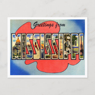 Cartão Postal Saudações da Viagens vintage do Mississippi