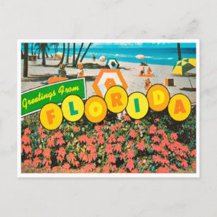 Cartão Postal Saudações da Viagens vintage Florida Beach