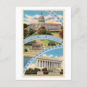 Cartão Postal Saudações da Viagens vintage Washington DC